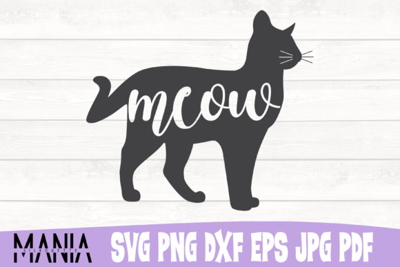 Cat Silhouette Meow Svg Cut File Graphics and Graphic Templates Review