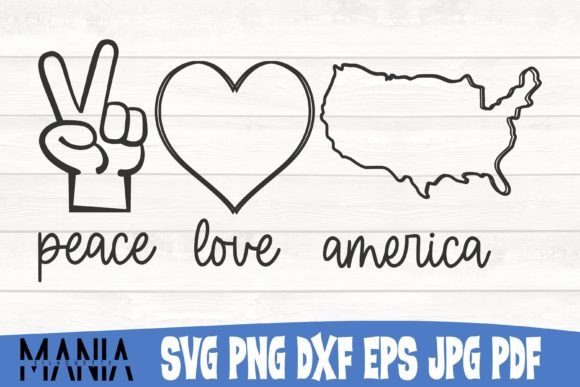 Peace Love America Svg Cut File Design: Graphics for Editorial Templates